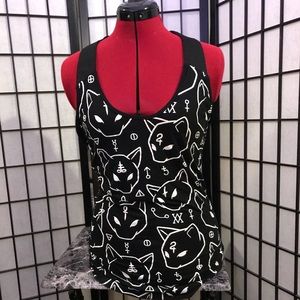 Killstar Brand vest tank cat print XXL